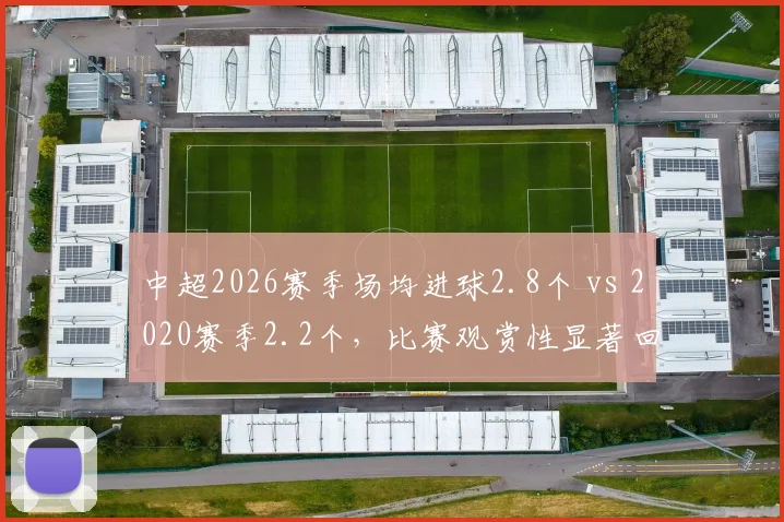 中超2026赛季场均进球2.8个 vs 2020赛季2.2个，比赛观赏性显著回升